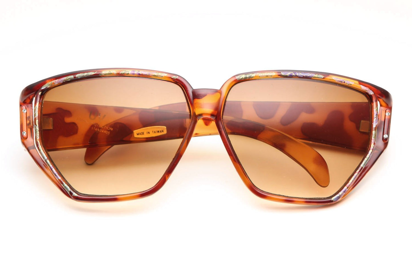 Vintage Octagon Retro Floral Printed Sunglasses